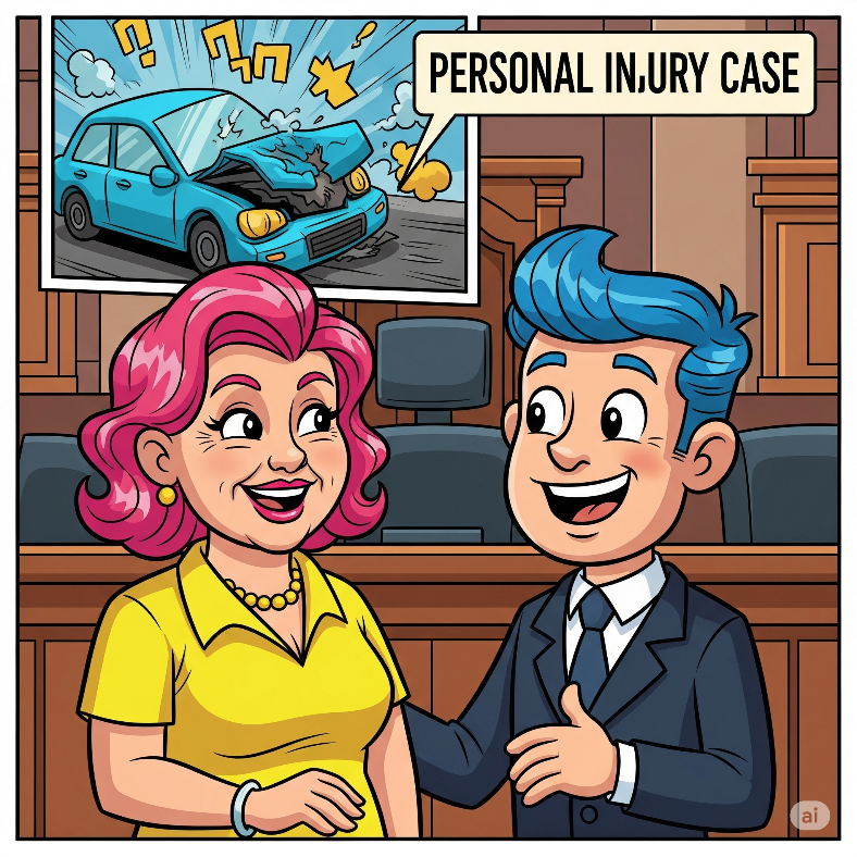 Person in a black suit discussing a personal injury case with a client.