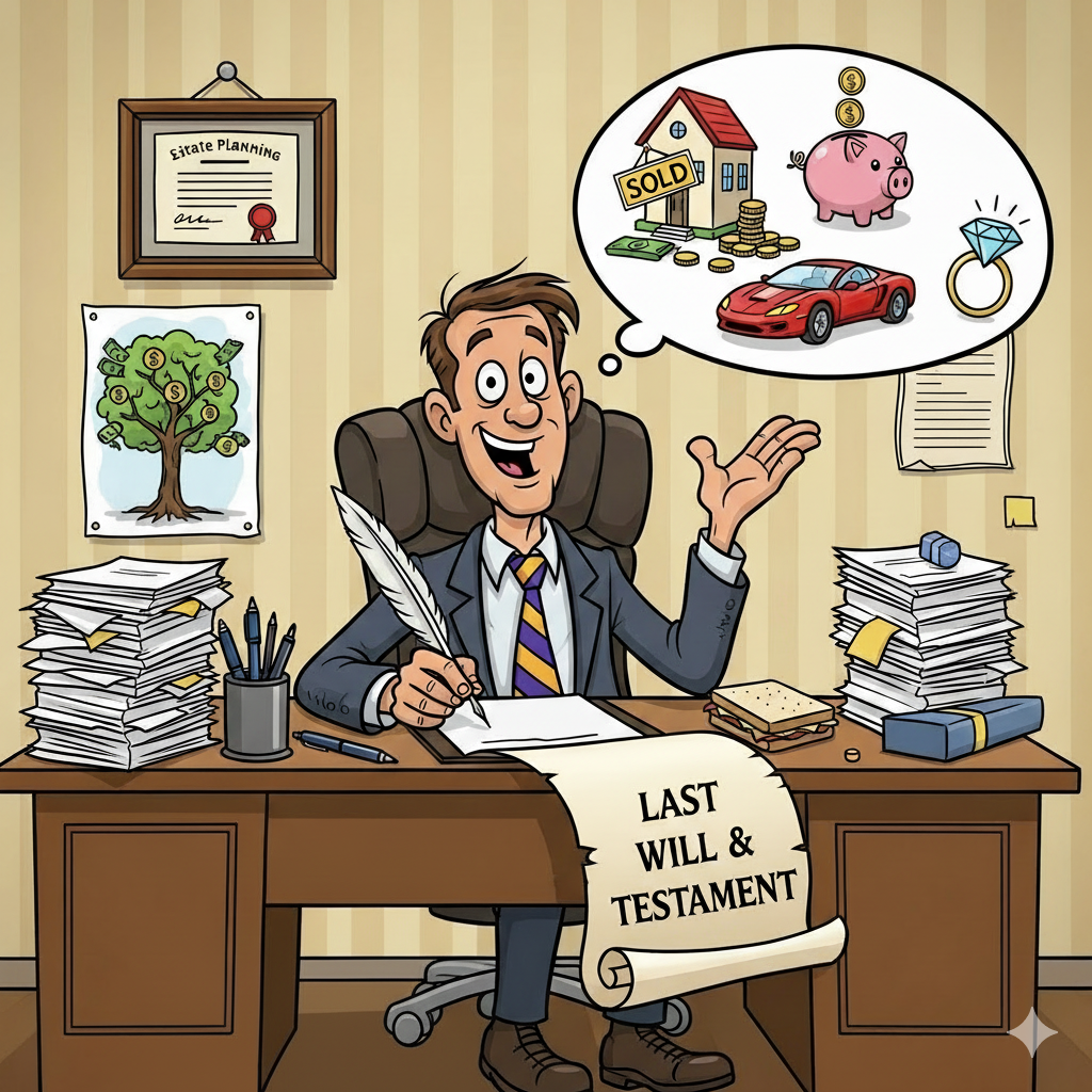 An estate planning attorney at his office.