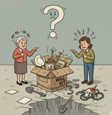 A cartoon illustration reflecting legal battles.