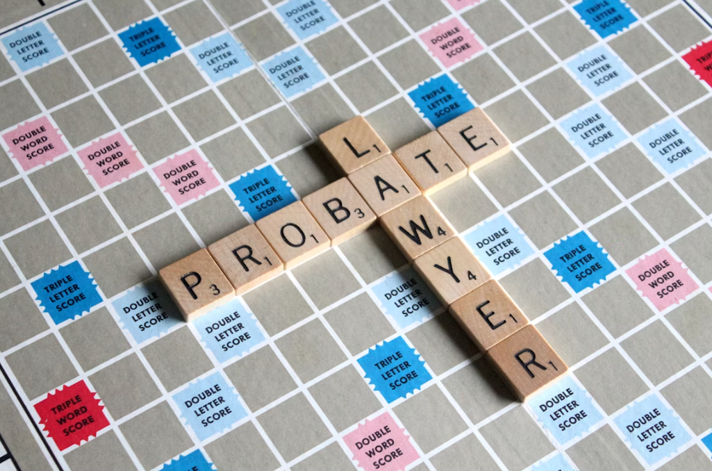 This image shows probate and lawyer written on a scrabble board.