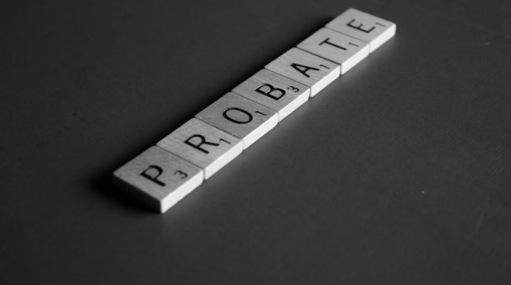 This image shows probate written using scrabble letters